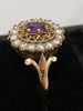 9ct Yellow Gold Ring with Clear & Purple Stones - Size N -  3.16g