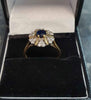 18ct - Yellow Gold Ring with Blue and Clear Stones  - Size L