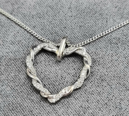 Entwine 9ct White Gold Diamond Heart Pendant