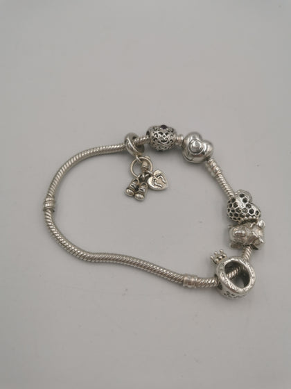 Pandora Bracelet With 5 Charms ( 925 ALE) With Pandora Box