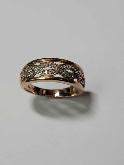 9ct Rose Gold Diamond Ring - Size O 1/2