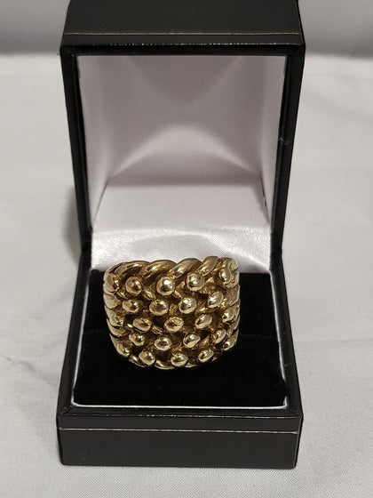 9ct Yellow Gold 5 Row Keeper Ring - 31.8G - Size X
