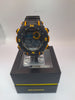 The SEKONDA 15-26 DLX is a sporty digital wristwatch featuring a black and yellow plastic case