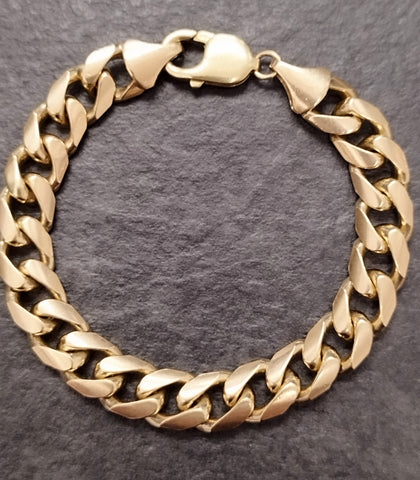 9ct Yellow Gold Heavy  Curb Chain Bracelet 8
