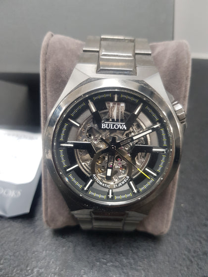 Bulova 977952 MENS WATCH Classic Automatic Black Skeleton GunMetal