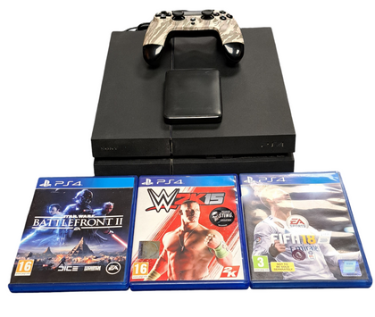 Playstation 4 500GB Console with external 500GB Hard Drive and 3 games as shown.