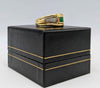 9CT 375 YELLOW GOLD RING, WITH STONES. 4.5G, SIZE:R/60, BOXED