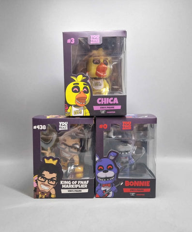 Five Nights At Freddys Figure Set - Chica, Bonnie And Markiplier (Have been opened)