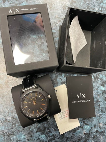 Armani Exchange Black Men Watch silicone strap.