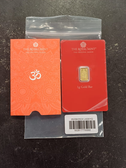 Lakshmi 1g Gold Bullion Minted Bar 999.9