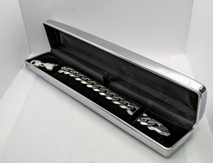 925 SILVER HALLMARKED, THICK CURBED CHAIN, 8