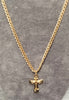 14ct Yellow Gold Double Curb Chain & Ornate Cross