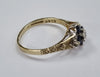9ct Gold Flower Ring Blue Stone Size N