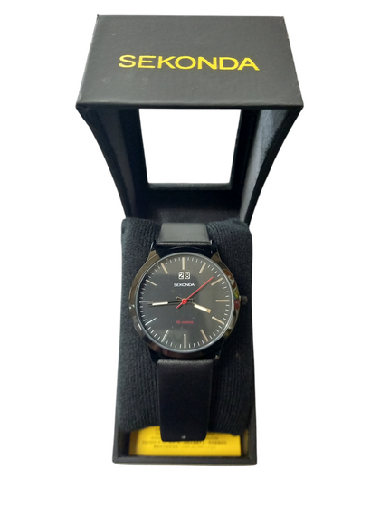 Sekonda Modern Nordic Black Leather Strap Watch 1941