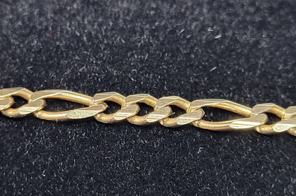 9ct Yellow Gold Figaro Link Bracelet - 5.5G - 10