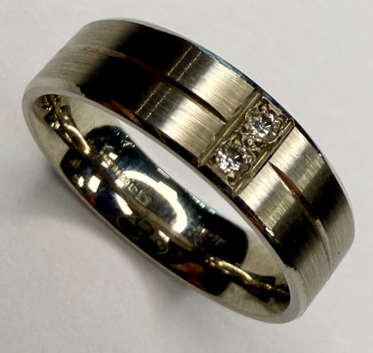 Palladium Wedding Band with Diamonds Size S