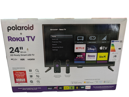 BRAND NEW Polaroid P24rr1314u Smart 720P Roku TV 24 LED HD Ready Freeview Play Black