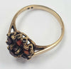 9ct Gold Ring with red stones Size N