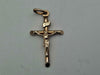 Vintage Yellow Gold Tubular Cross Crucifix Charm Pendant - 0.99 Grams