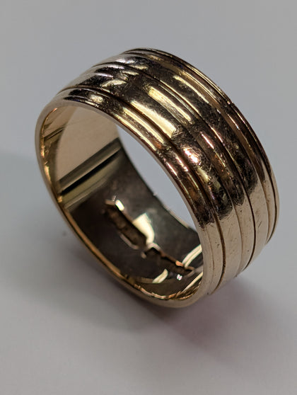 9ct Gold Barrel Wedding Band Ring