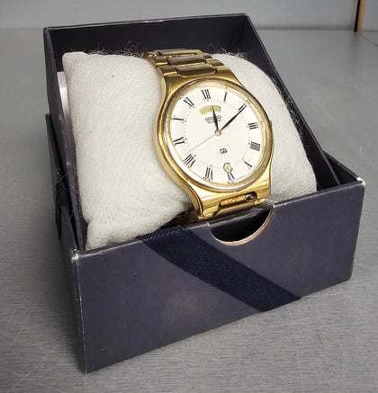 **Sale** Seiko SQ Quartz White Dial 2/Tone Gents Watch, 5Y23-8150