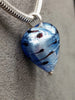 Jens J Aagaard large blue glass heart pendant & Sterling Silver Snake Chain