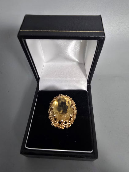 9CT Gold Ring With Large Stone 6.5G SIZE L