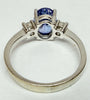 18ct white gold three stone Tanzanite and diamond ring