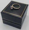 9ct yellow gold engagement ring with white stones 1.6g Boxed size K hallmarked