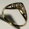 9CT Gold Wishbone Ring with Clear Stones Size L 1/2