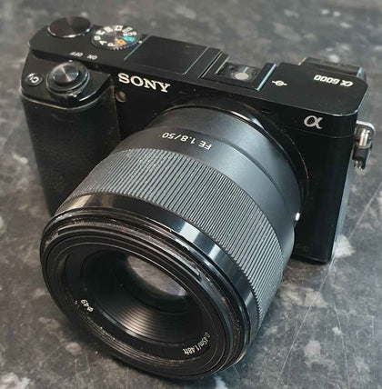 Sony Alpha A6000 Black Digital Camera with FE 50mm f1.8 Full Frame E-mount Lens