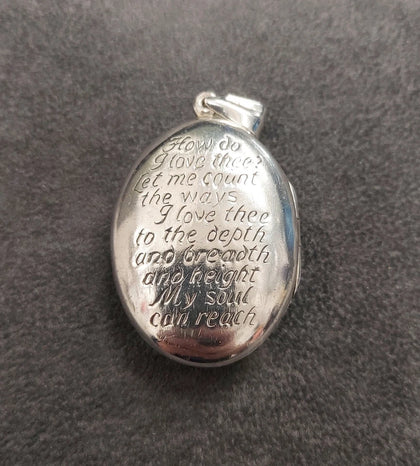 Vintage 925 Sterling Silver Necklace, Love Birds Locket,Love Poem Vintage Locket