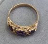 9ct Gold Ring Purple/Clear Stones Size "O"