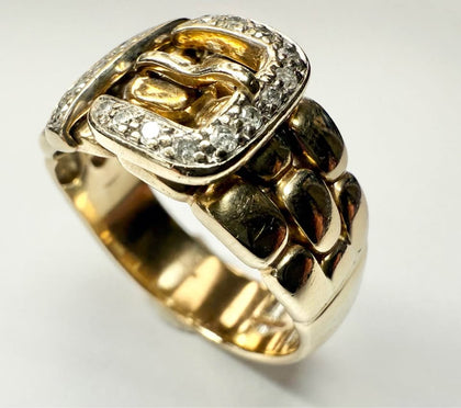 9ct gold buckle ring with diamond Size Y 1/2