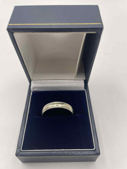 9ct Yellow & White Gold  Flat Shape Wedding Ring - Q