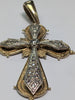 LARGE 9CT WHITE /YELLOW  GOLD CROSS WITH CZ STONES