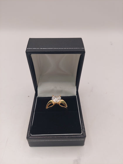 14k Gold Ring With CZ Heart stone 4.0G Hallmarked(585)&Tested Size M