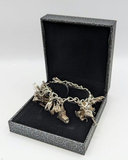 925 Silver Bracelet, Multiple Charms, 6