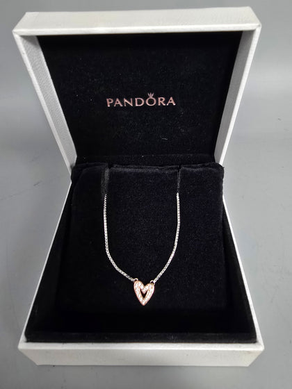 925 Ale Pandora Necklace 3.9G ROSE GOLD HEART