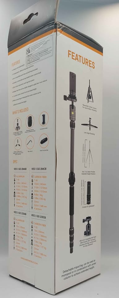 Vanguard veo 2 256CB carbon travel tripod black with carry case & accessories Boxed