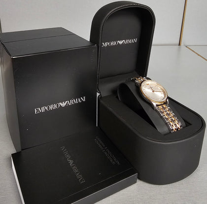 Emporio Armani Dress Grey Dial Quartz Bicolor Silver Ladies Watch AR1962