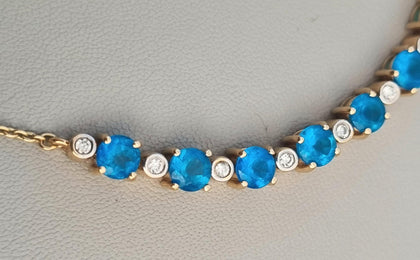 18ct Gold Diamond/Blue Sapphire Tennis Bracelet