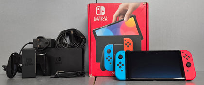 Switch Console, OLED + Neon Red/Blue Joy-Con, Boxed