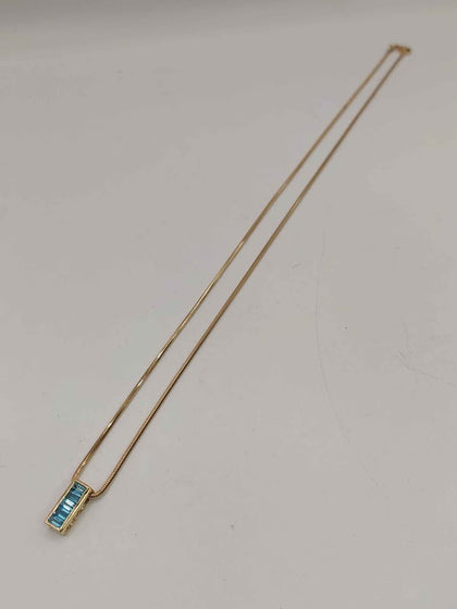 (375 Hallmarked&Tested), 9K 5.07G Gold Chain With Blue Glass Stone Pendant, 20