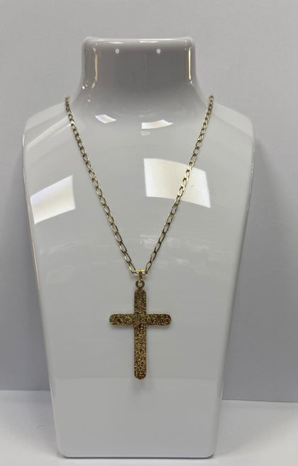 9ct Yellow Gold Chain & Cross Pendent, 28