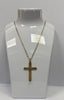 9ct Yellow Gold Chain & Cross Pendent, 28" Long, 8.4g, 2mm Wide - Hallmarked