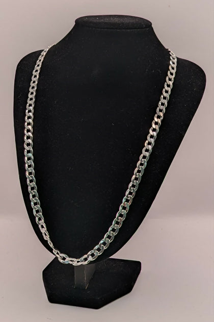 925 Silver Hallmarked, Curbed Chain W/ Lobster Clasp, 20