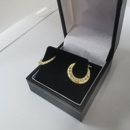 9K Princess Earrings, Hallmarked 375, 0.50Grams, Box Included.