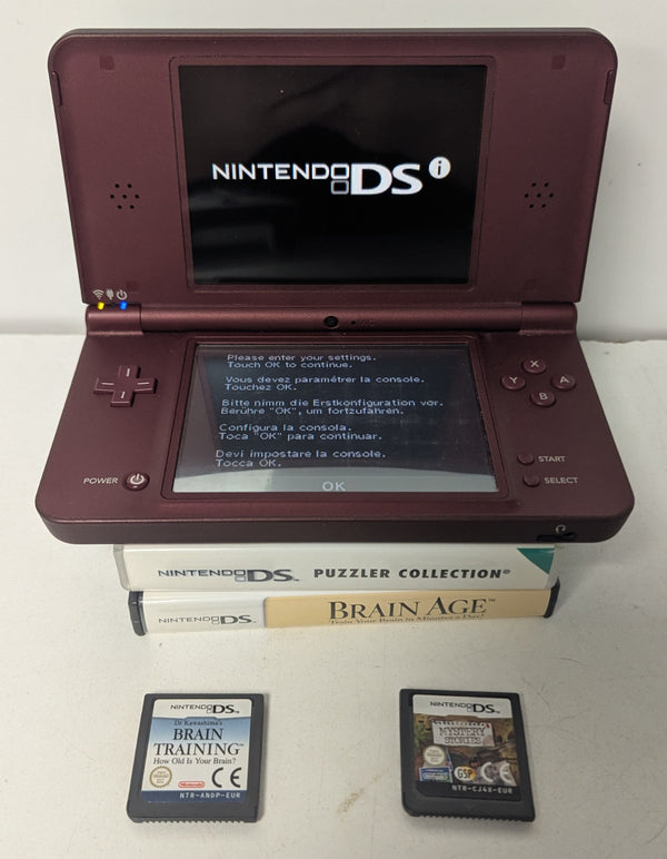 Nintendo DSi XL Wine Red Console & 3 games (1 Unboxed) | Cash