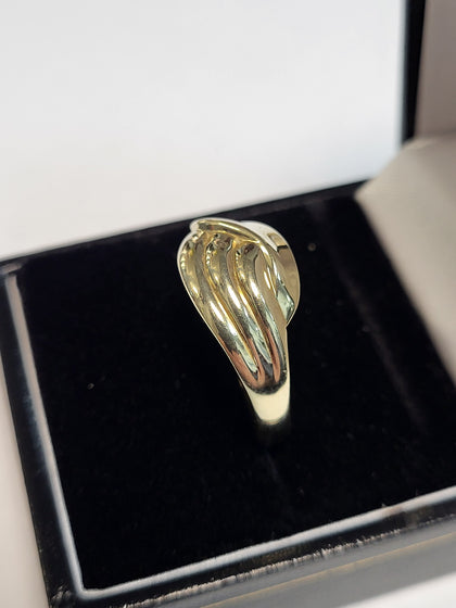 9ct Yellow Gold Patterned Ring - Size T/U - 3.63g